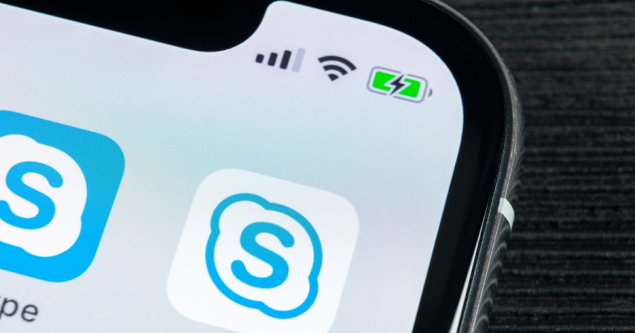 Skype business application icon on Apple iPhone X smartphone screen